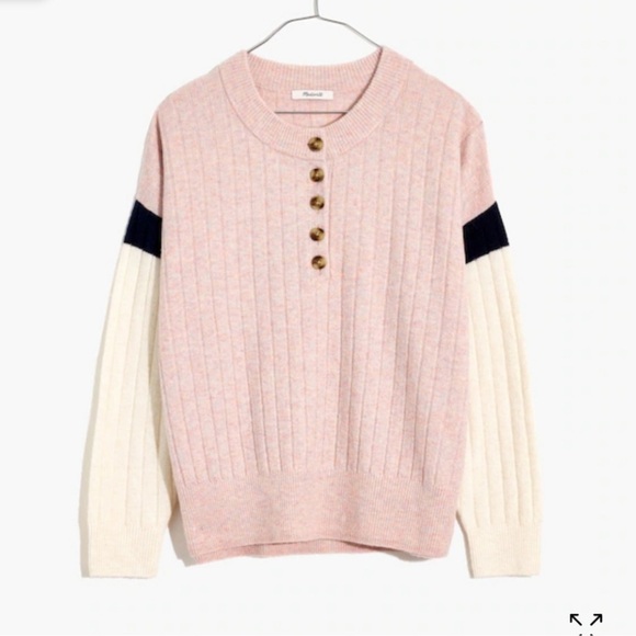 Madewell Sweaters - Madewell Striped Bowden Henley Sweater in Coziest Yarn 💗 size small
